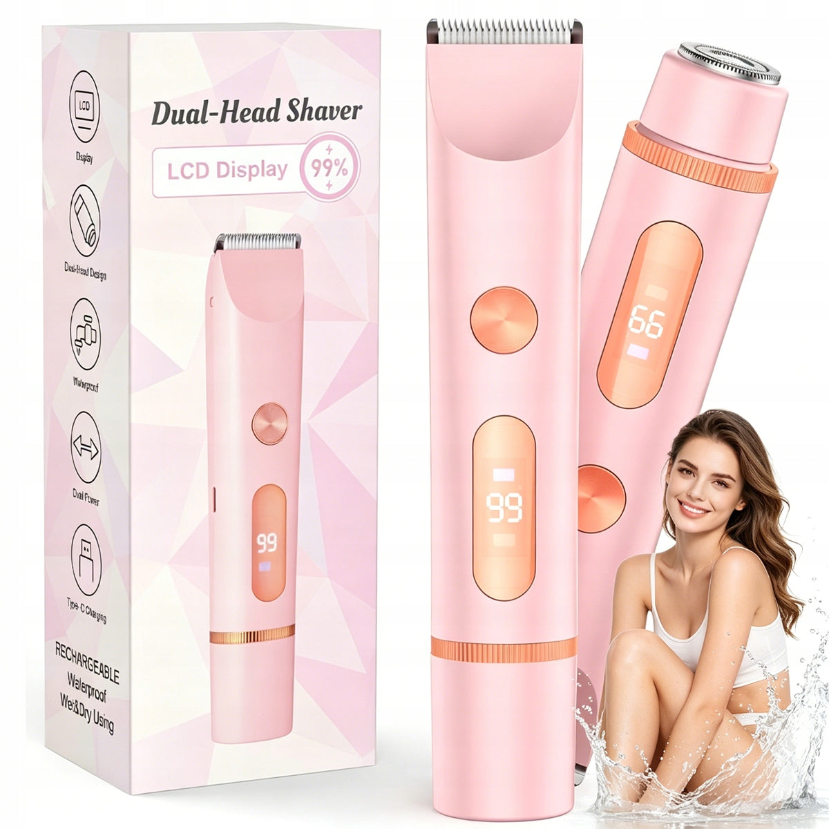 2 In 1 Wireless Electric Women's Shaver for Women, Double Head