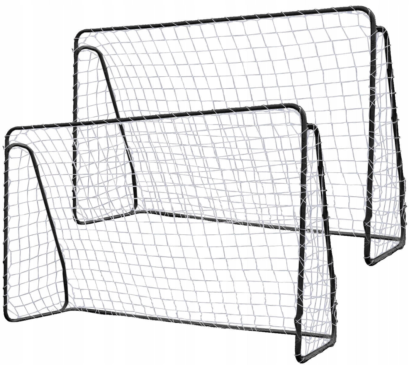 2 LARGE METAL GOALS 213x150 FOOTBALL GOAL NET SET FREEBIE MAT Packaging status original