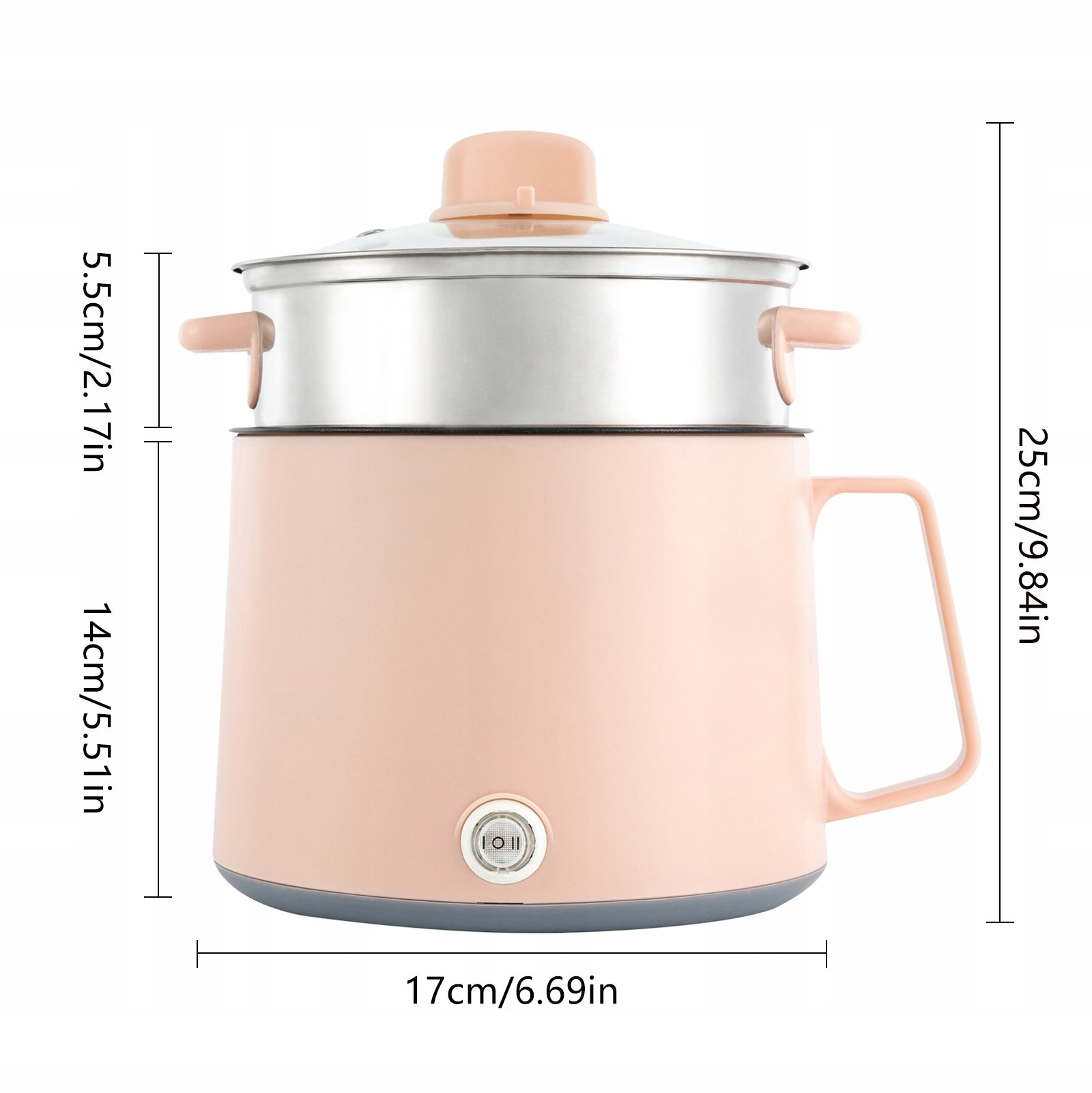 2-LAYERS PORTABLE ELECTRIC POT, 1.7L NON-STICK ELECTRIC POT WITH LID, 220V Packaging status original