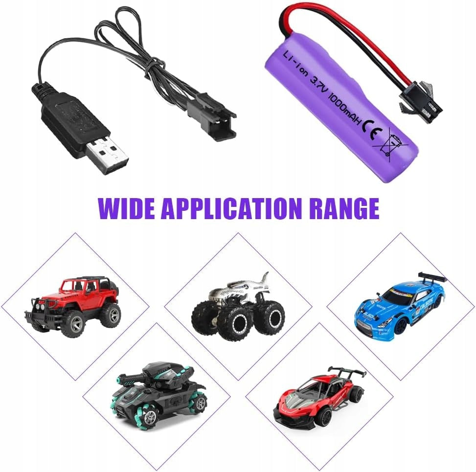 2 Li-Ion Batteries 3.7V 1000mAh with SM-2P Connector + 2 USB Chargers RC Manufacturer code B0GSWS7QTW