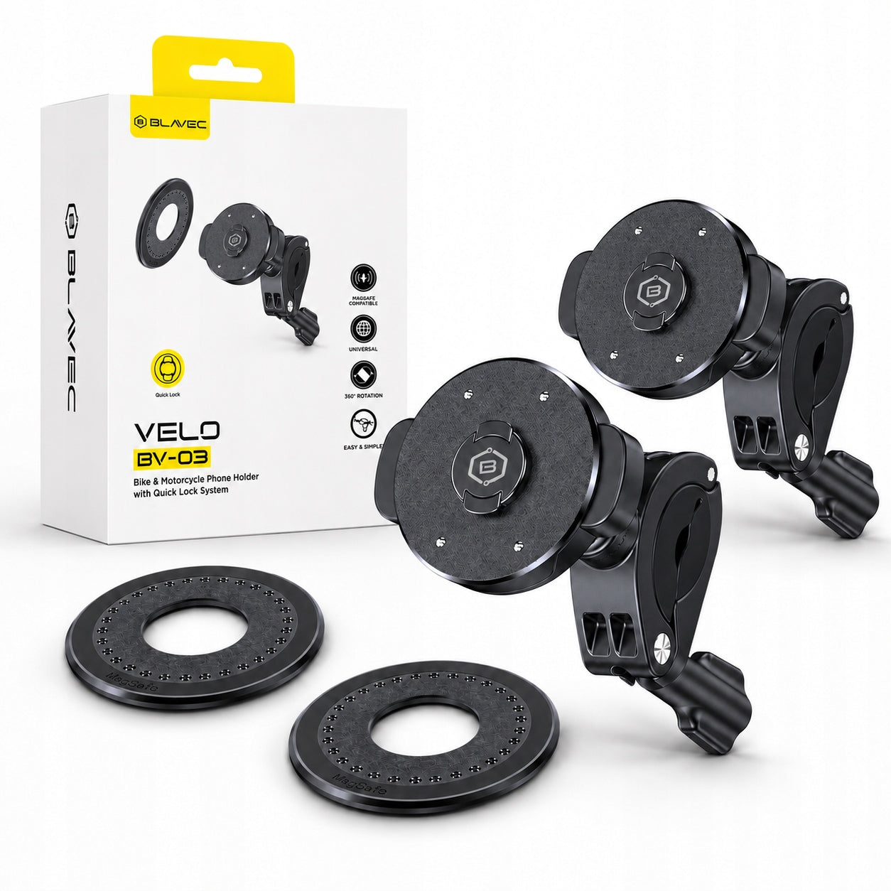 2-PACK Bicycle Phone Holder For Magsafe Steering Wheel 360° Blavec