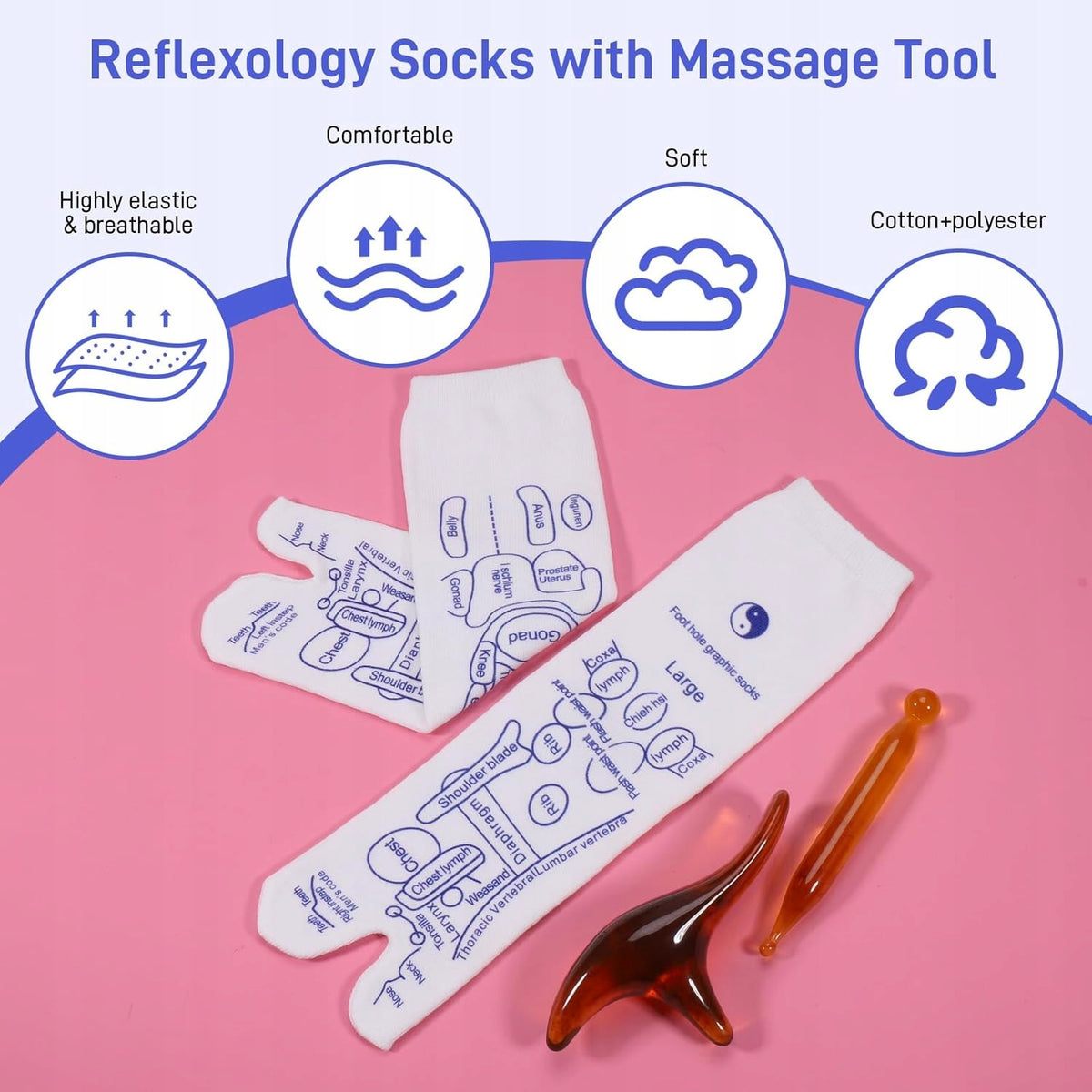 2 PAIRS REFLEXOLOGY SOCKS WITH MEN'S MASSAGE TOOLS Manufacturer code 0040818570579