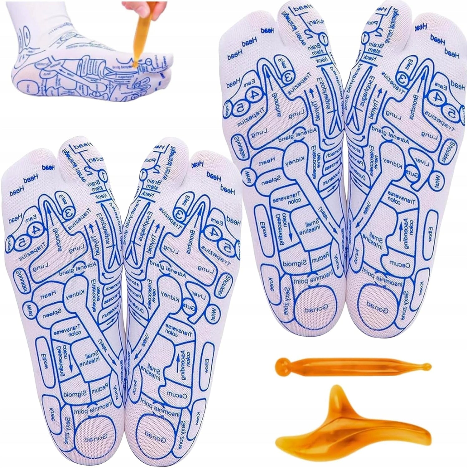 2 PAIRS REFLEXOLOGY SOCKS WITH MEN'S MASSAGE TOOLS