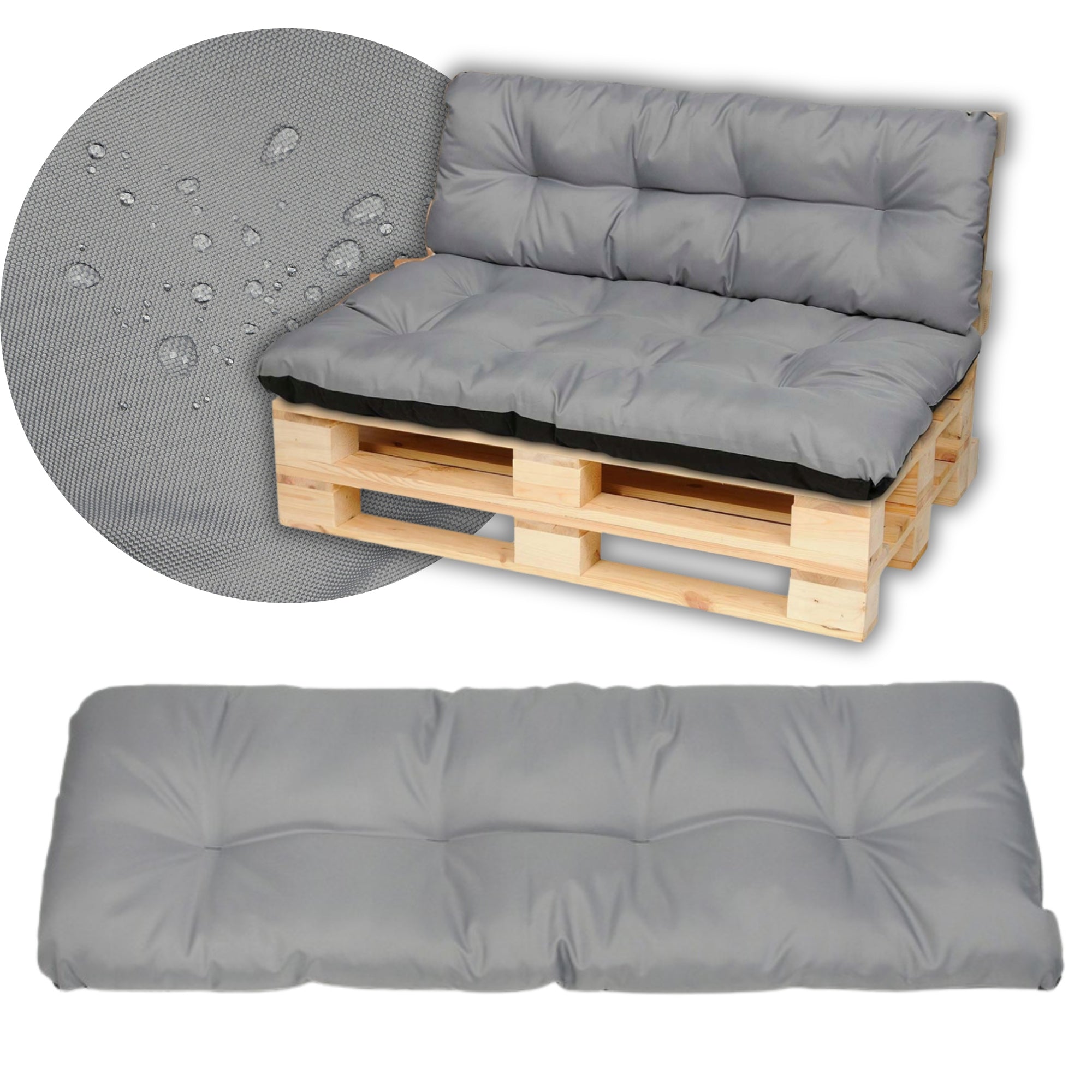 2 PALLET CUSHIONS seat 120x80 garden cushion BACKREST 120x38