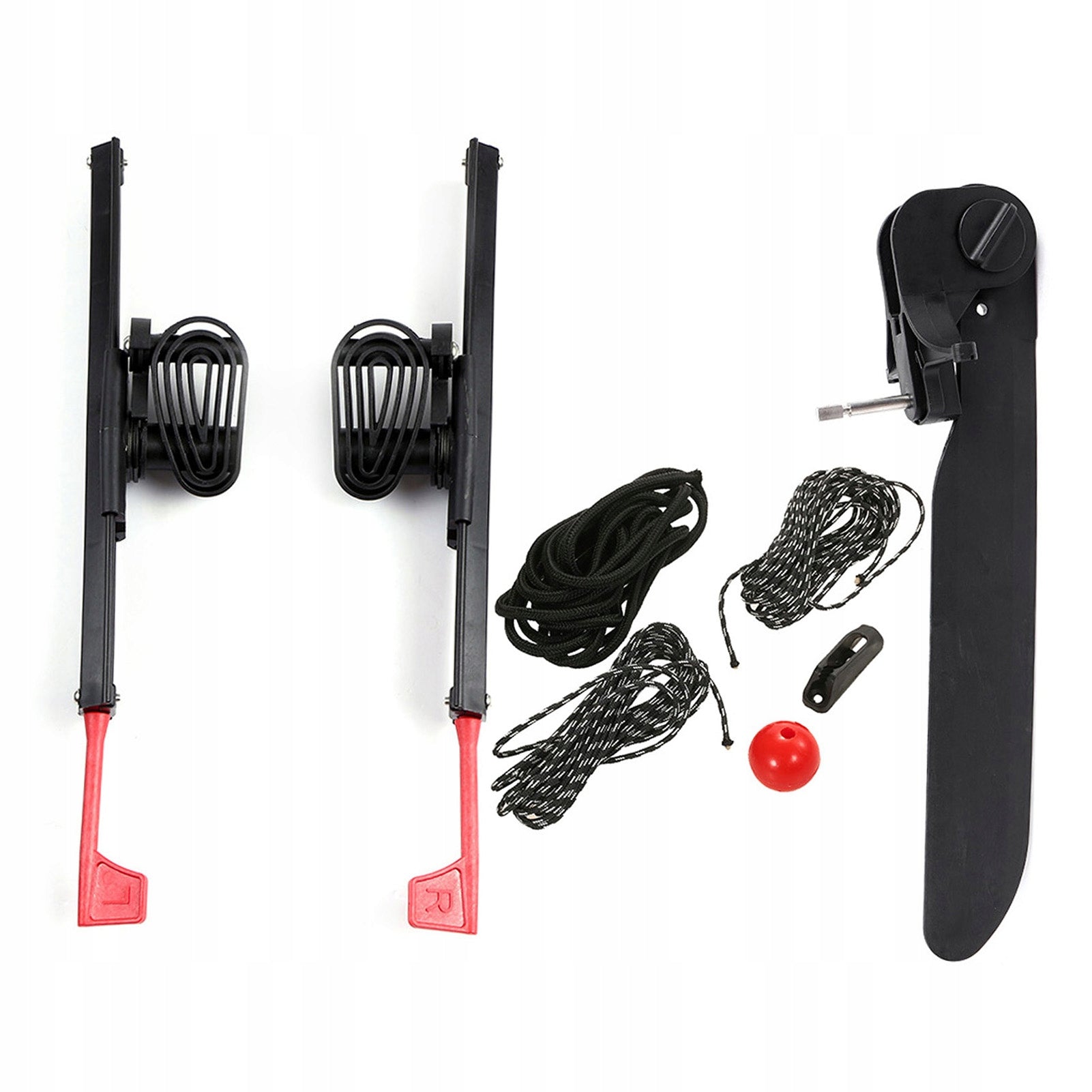 2 PCS ADJUSTABLE LOCKABLE KAYAK FOOT BRACE PEDALS WITH TAIL STEERING WHEEL