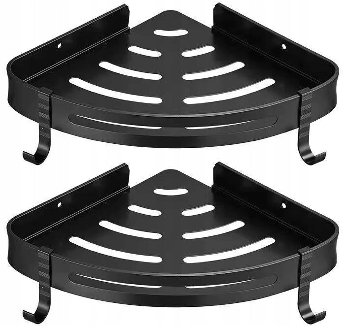 2 PCS BATHROOM SHOWER WALL HANGING SHELF FOR BATHROOM LOFT BLACK