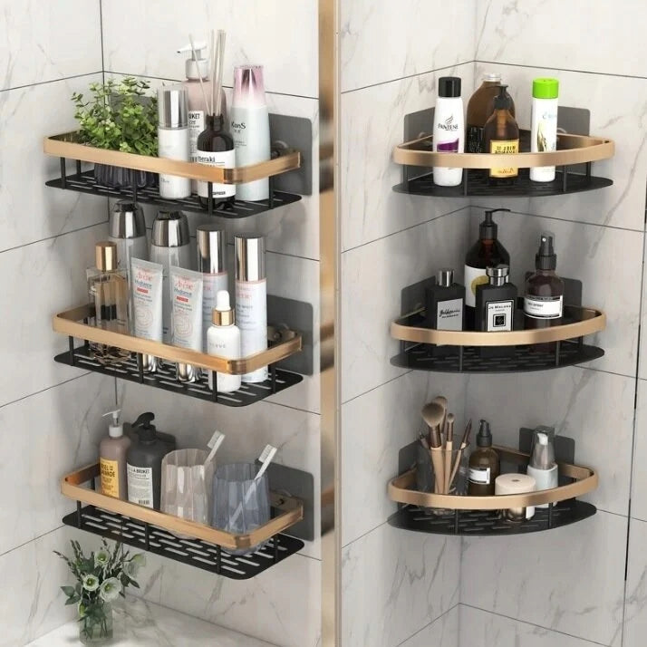 2 PCS HANGING SHELF SELF ADHESIVE BATHROOM SHOWER WALL LOFT Manufacturer code Półka złota
