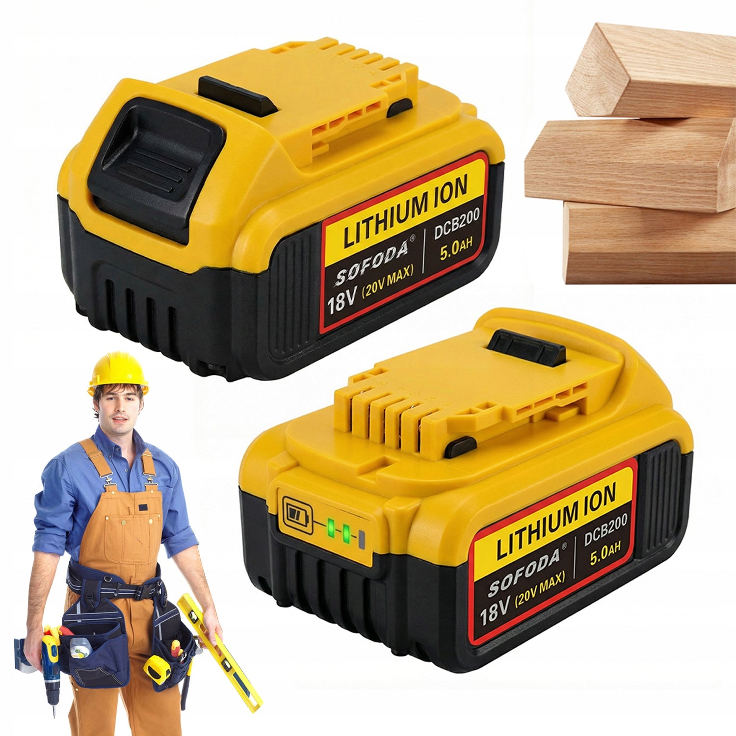 2 PCS REPLACEMENT LITHIUM ION BATTERY 5000MAH 18V BATTERY FOR DEWALT