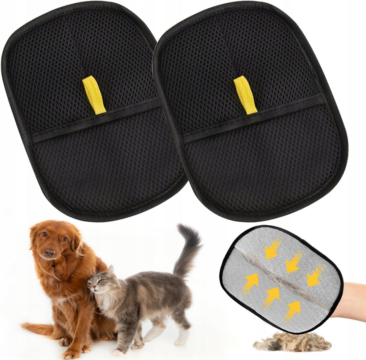 2 PCS REUSABLE HAIR REMOVAL GLOVES FOR CATS AND DOGS