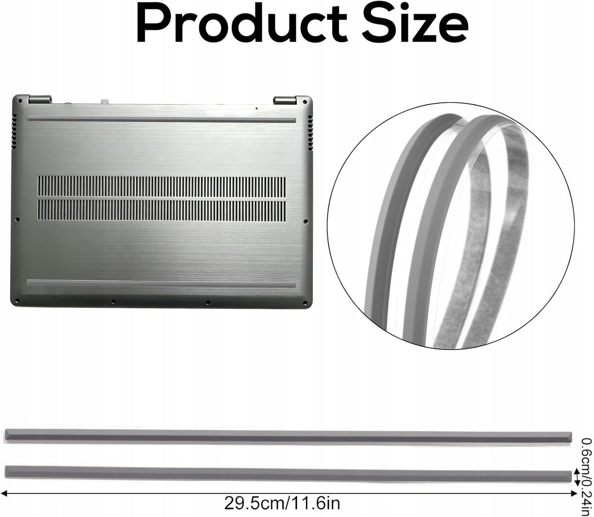 2 PCS RUBBER LAPTOP FEET 29,5X0,6CM NON-SLIP PADS Manufacturer no brand