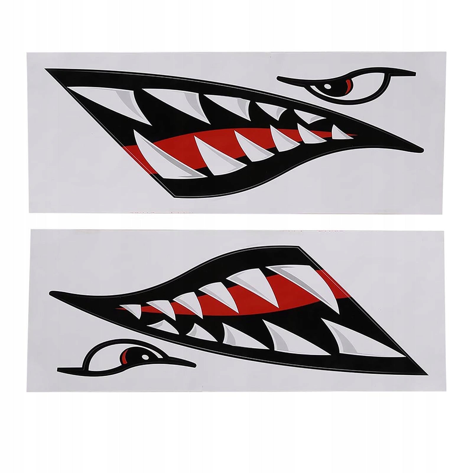 2 PCS WATERPROOF SHARK MOUTH STICKERS FOR CAR KAYAK BOAT
