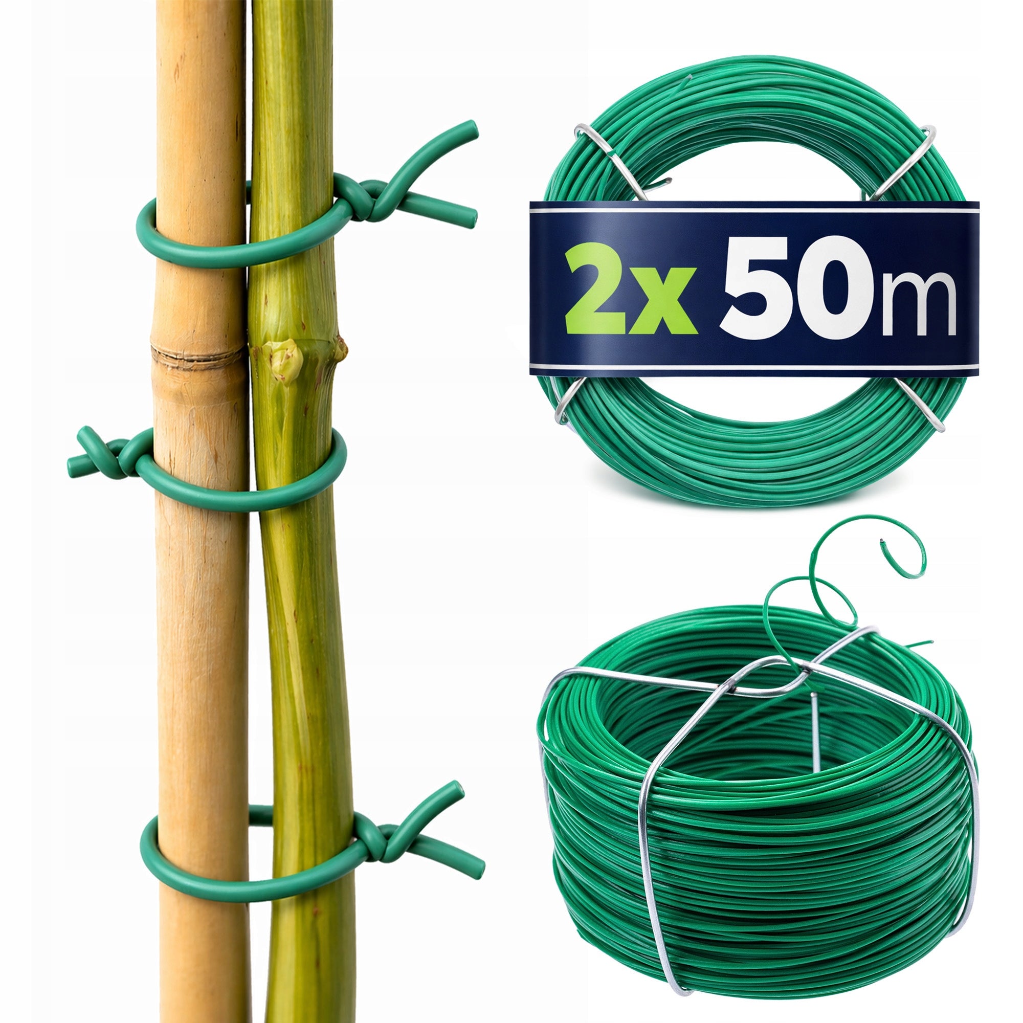 2 PCS WIRE 50m 0,7mm FOR PLANT LIGATION GARDEN COATED PVC STRONG