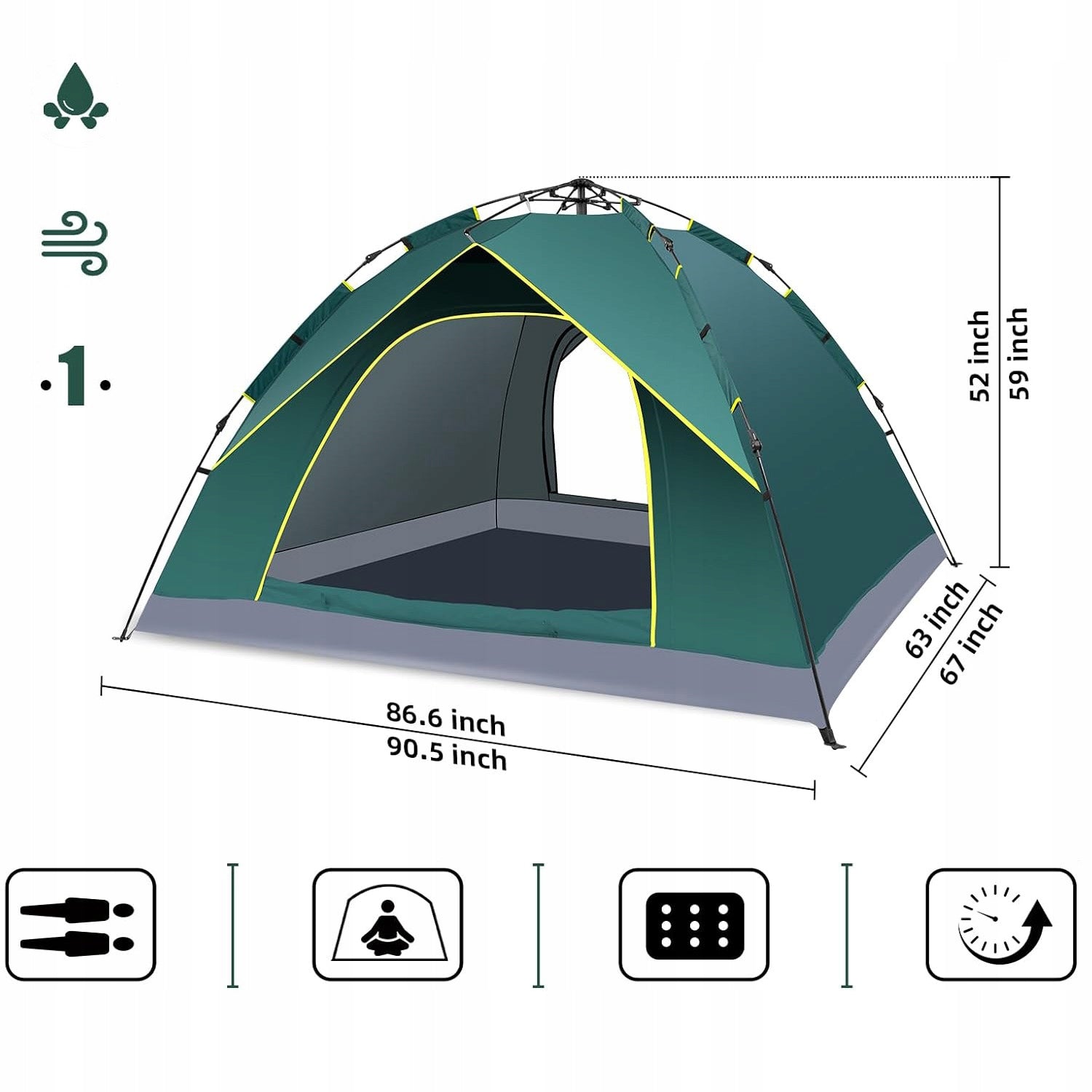 2 PERSON CAMPING TENT FOR HIKING, FISHING AND MORE Packaging status original