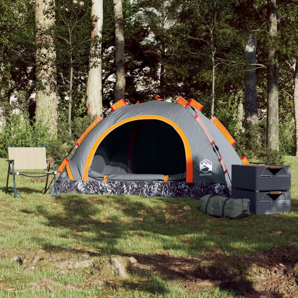 2-PERSON TENT. GRAY-ORANGE QUICK DEPLOYMENT Brand VidaXL