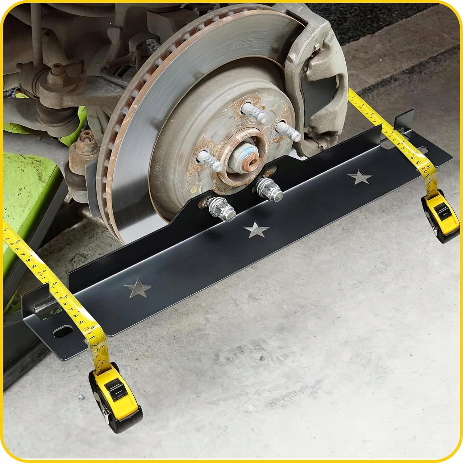 2 PLATES STAINLESS STEEL WHEEL SETTING TOOL WITH MEASURING TAPES Packaging status original