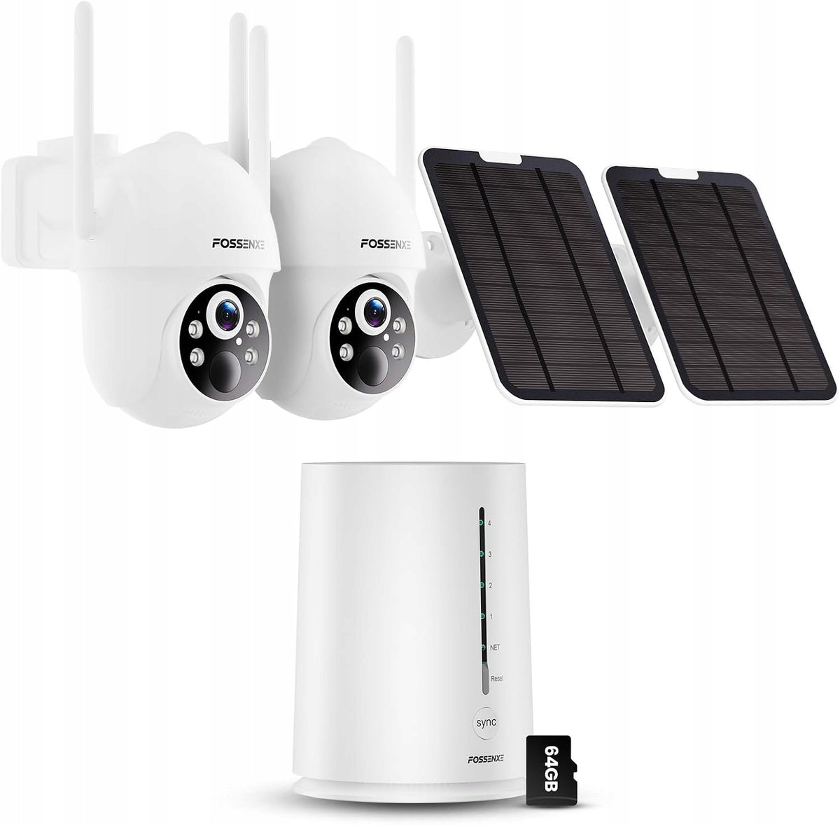 2-Pack FOSSENXE 4MP Solar WiFi Security Camera Outdoor with Base Station