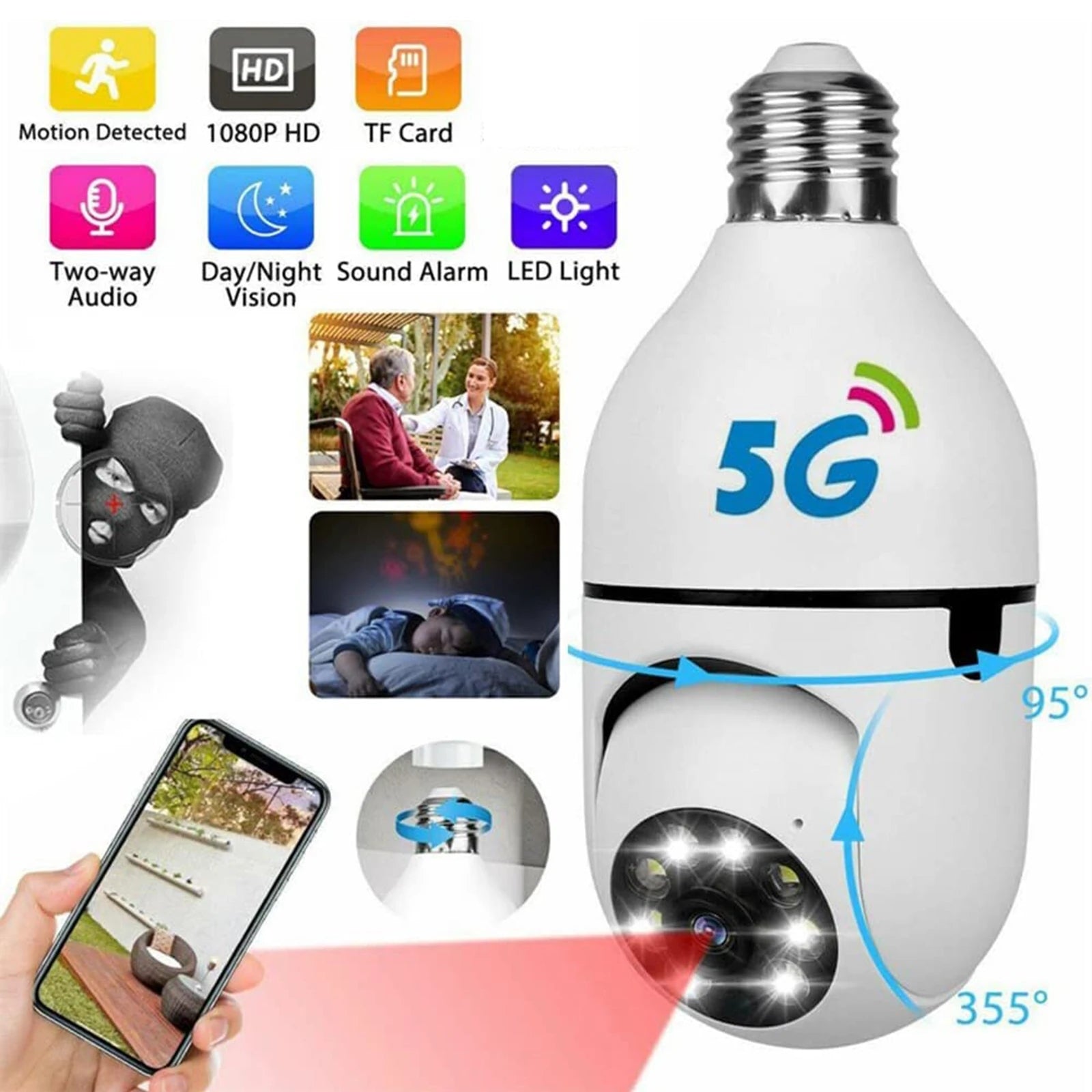 2-Pack WiFi Camera Outdoor Camera with Bulb Brand no brand