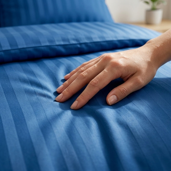 2 Pcs Blue Striped Microfiber Bedding Set 140x200 Zipper Soft Room Decor Comforter cover width 140 cm