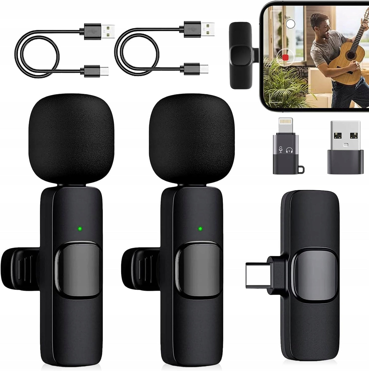 2 Pcs Mini Multifunction Tie Microphone for Andoird iOS