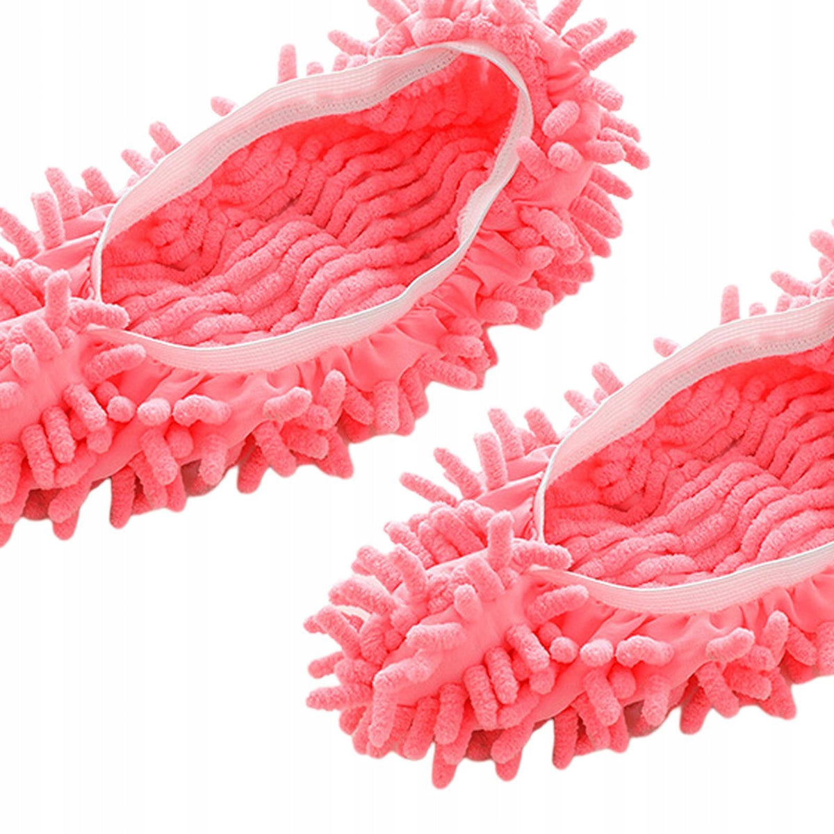 2 Pcs Mop Slippers for Floor Cleaning Washable Shoe Cover Soft Pink Packaging status original