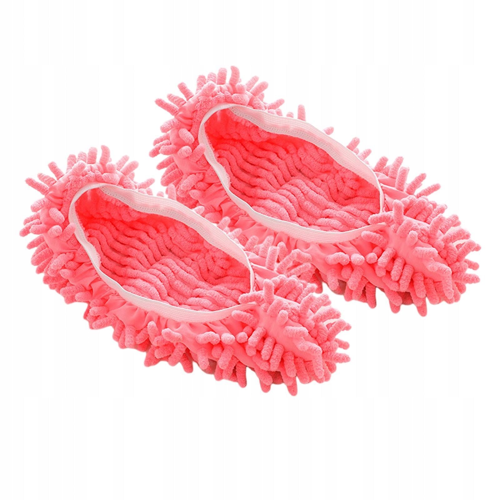 2 Pcs Mop Slippers for Floor Cleaning Washable Shoe Cover Soft Pink