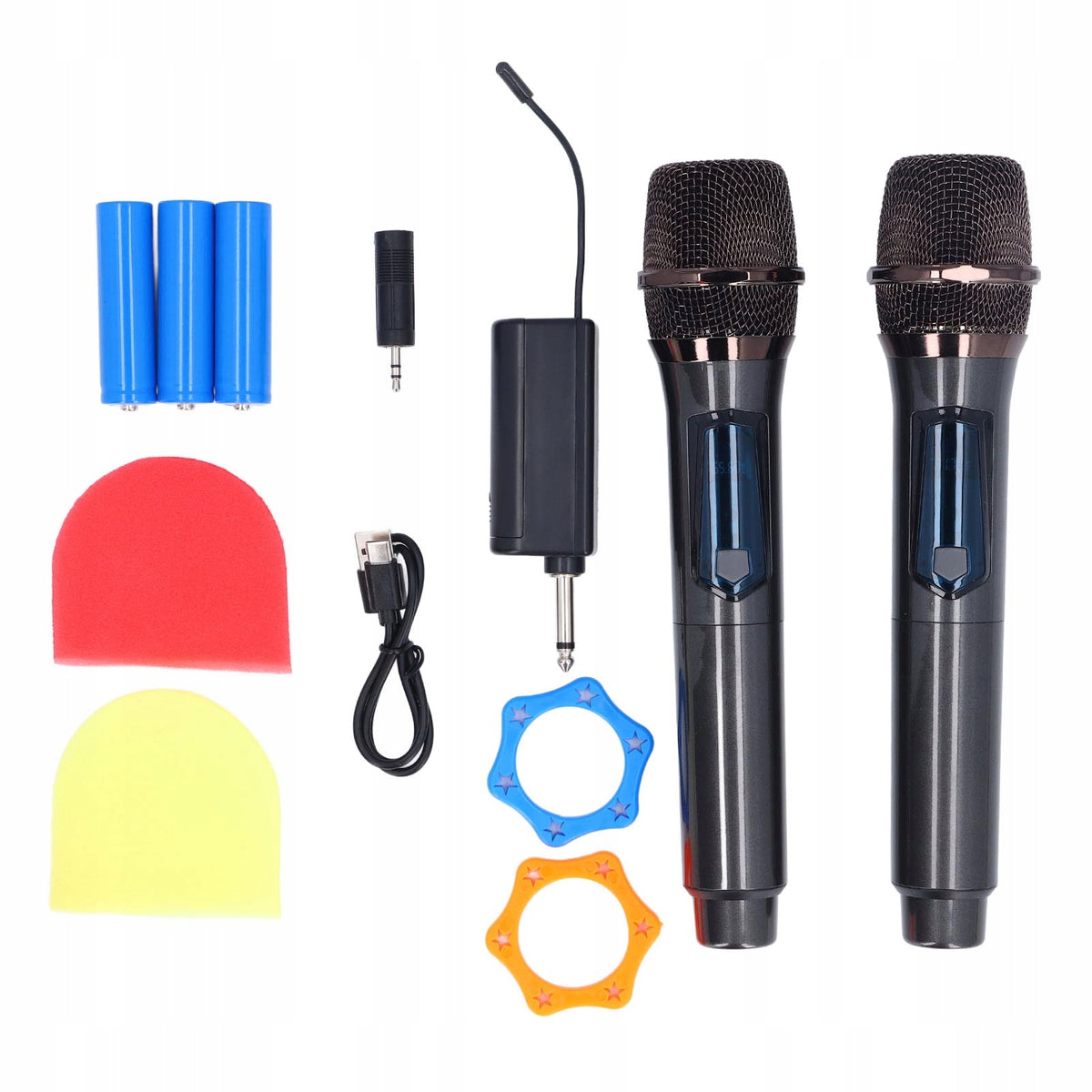 2 Pcs Wireless Microphones with Receiver LED Screen Handheld WR Kit