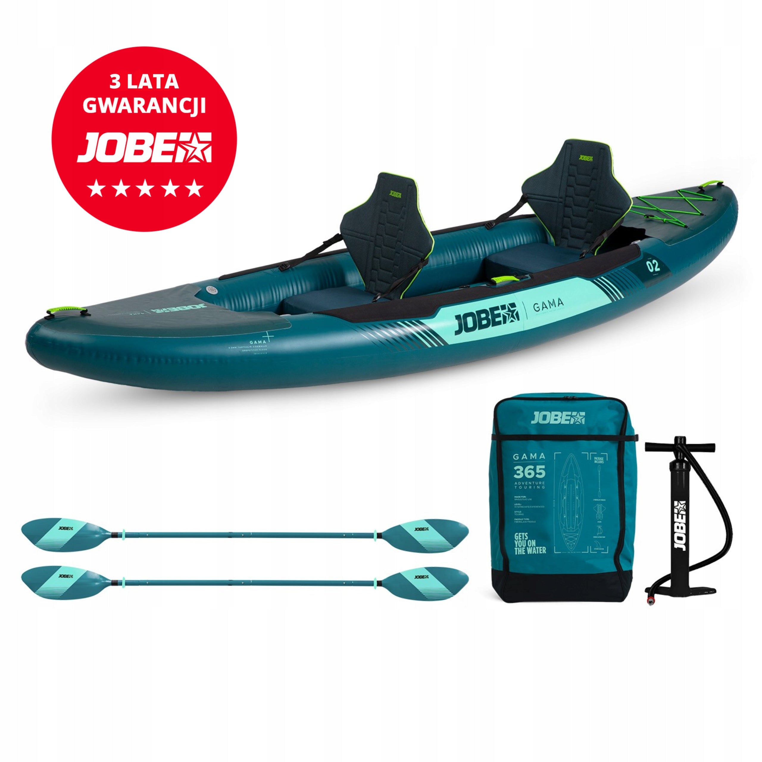 2-Person Pumped Kayak JOBE Inflatable Kayak Package 365 - Atlantic