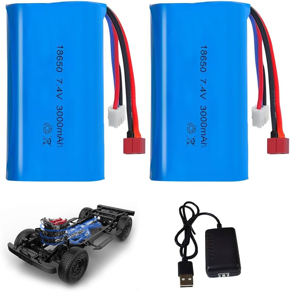 2-Piece LiPo Battery 7.4V 3000mAh 2S Connector T + XH-3P and LED Charger Manufacturer code B0GS2NYMZK