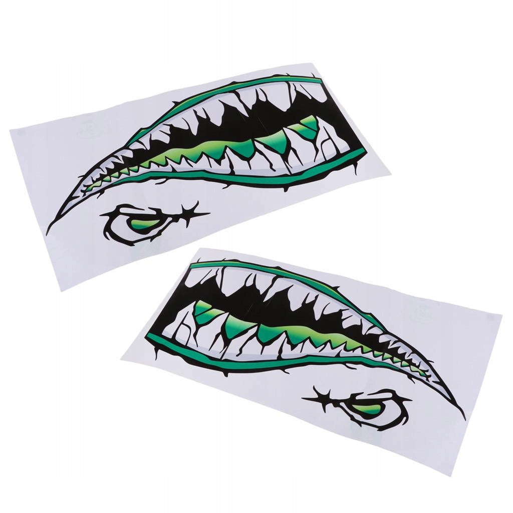 2 Pieces Waterproof Mouth sticker for decals for Kayak Canoe Fishing Green Brand no brand