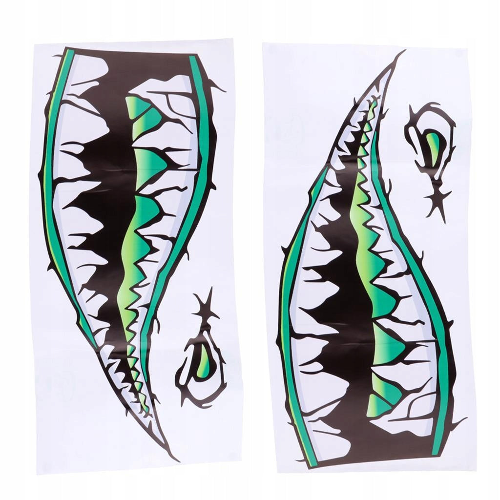 2 Pieces Waterproof Mouth sticker for decals for Kayak Canoe Fishing Green Length 25 cm