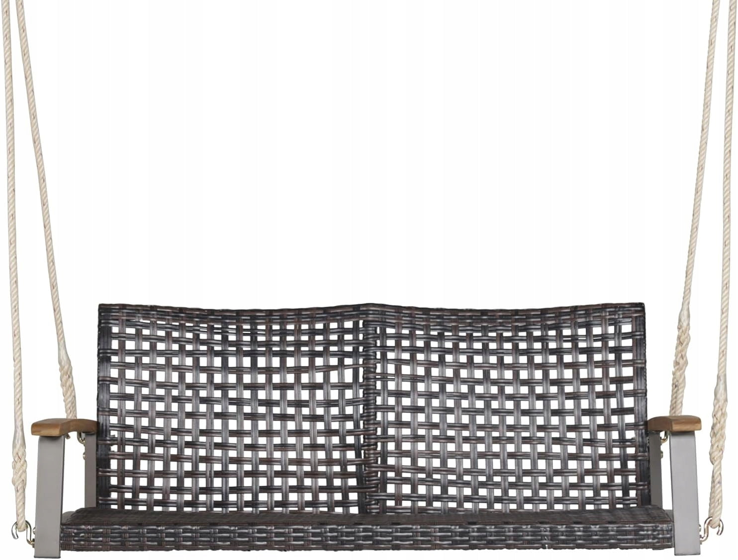 2 SEATER GARDEN SWING 360 KG PE RATTAN BENCH WITH ROPES + FREEBIE