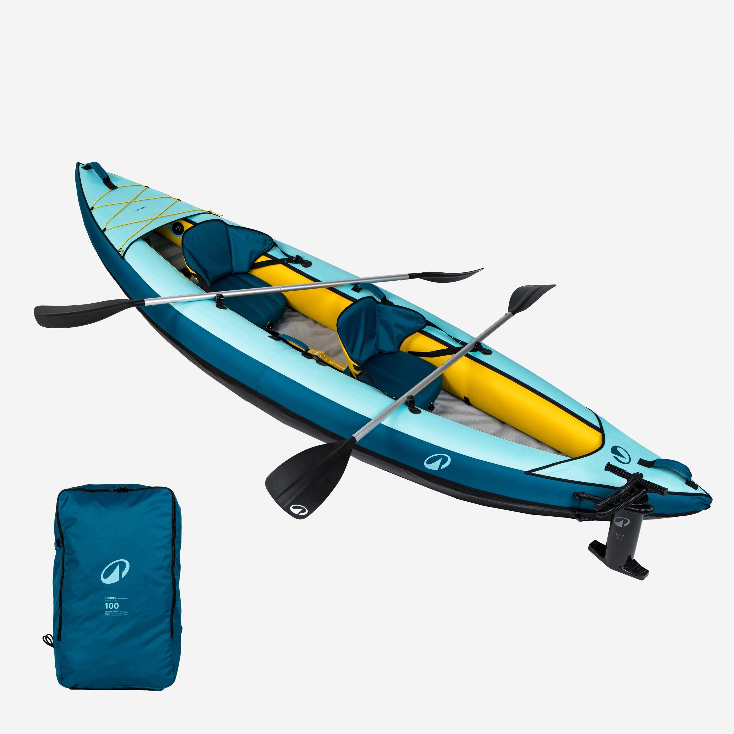 2 Seater Pneumatic Inflatable Kayak COMPLETE SET 350cm Decathlon