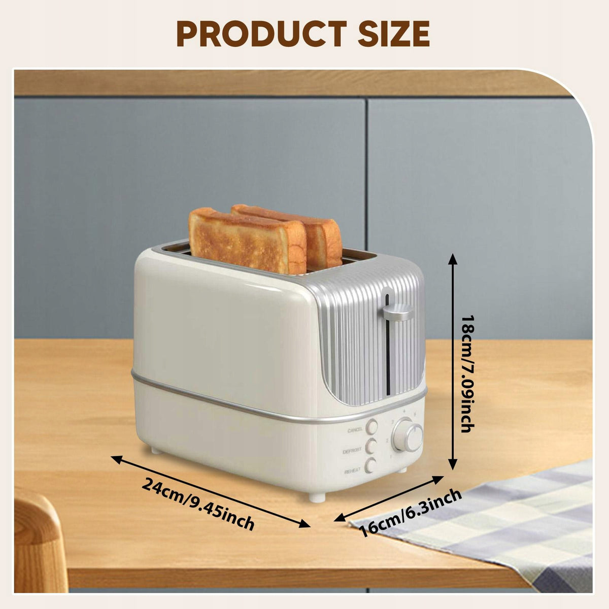 2 Slice Toaster, Bread Toaster Automatic for Breakfast Sandwich Beige Power rating 1.1 W