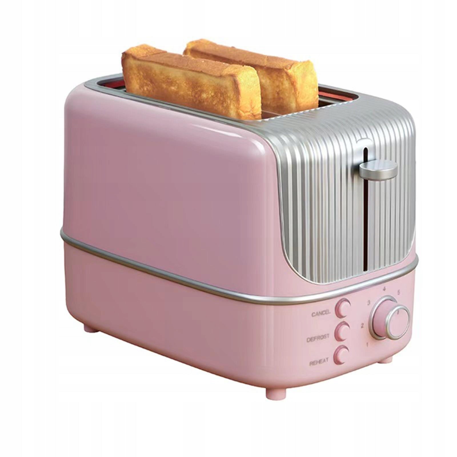2 Slice Toaster, Removable Crumb Tray Home Use Breakfast Machine Wide Pink Power rating 1.1 W