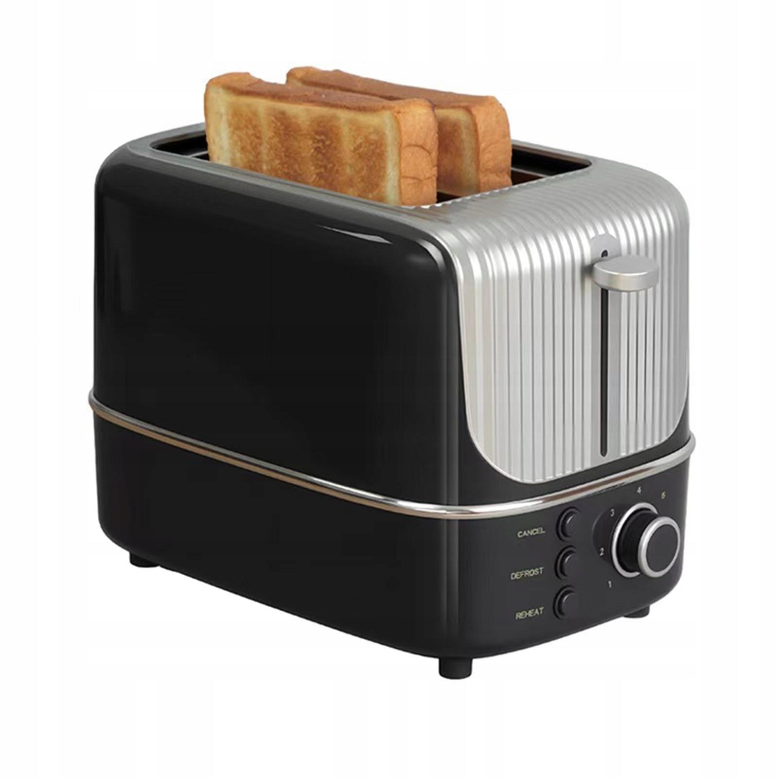 2 Slice Toaster, Removable Easy to Clean Crumb Tray Wide Slots Black