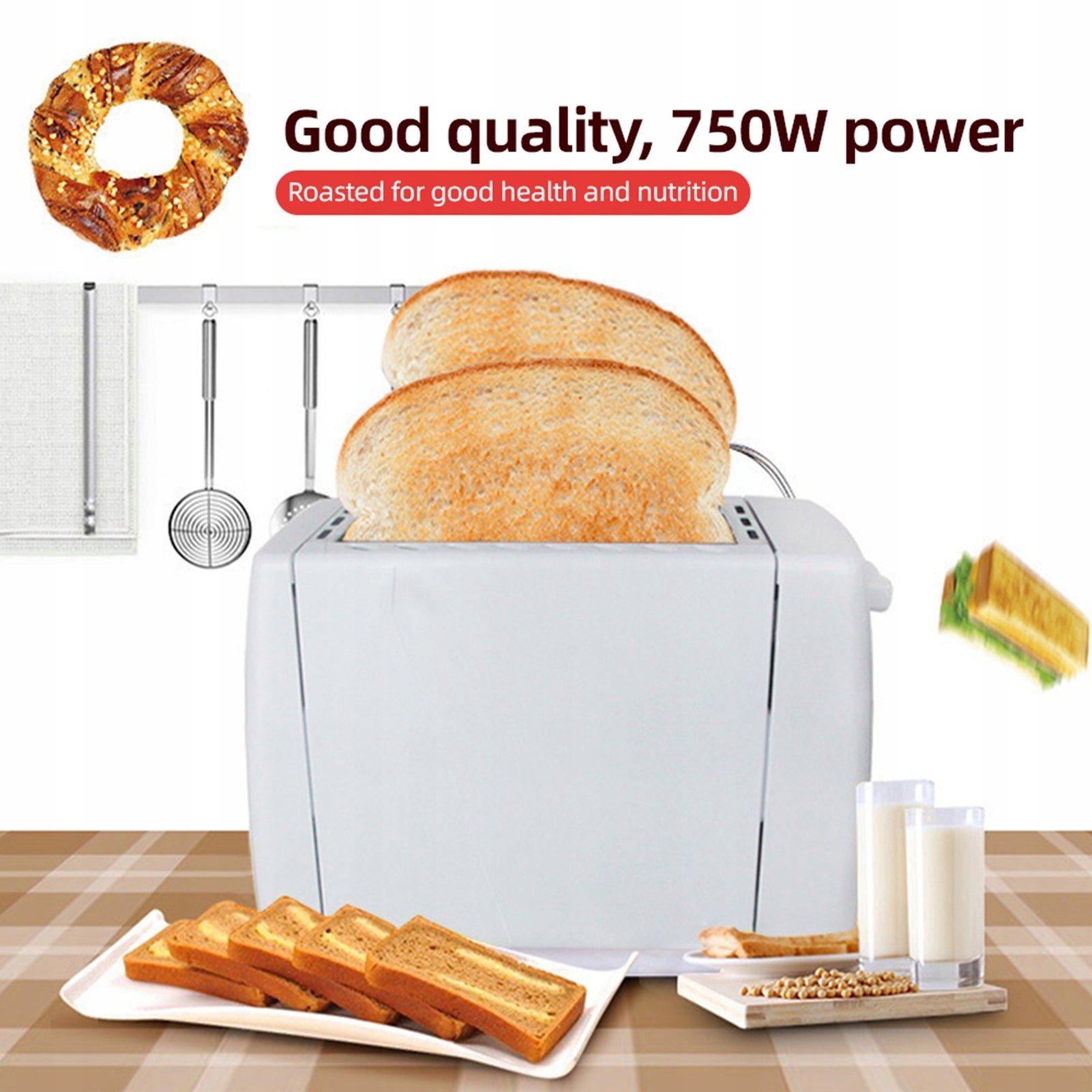 2 Slices Intelligent ABS Stainless Steel Toaster with 6 Act Brand no brand