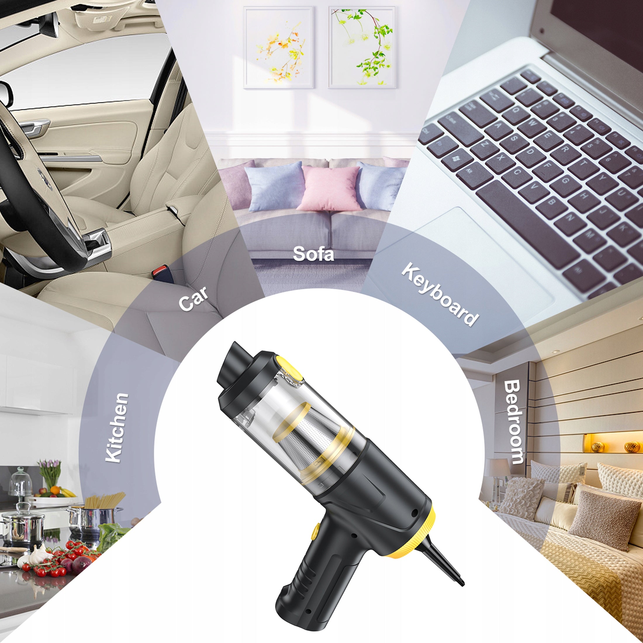 2-Speed Adjustable 4 in 1 Handheld Vacuum Cleaner for Car Home Office Dominant color black