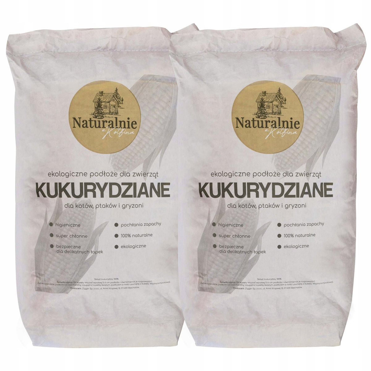 2 X LITTER CORN 100% FOR CATS COARSE 7L NATURALLY WITH KOTFINA