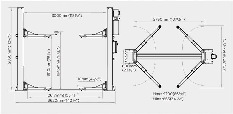 2-column lift U-T50E with lower beam EAN (GTIN) 5907505209837