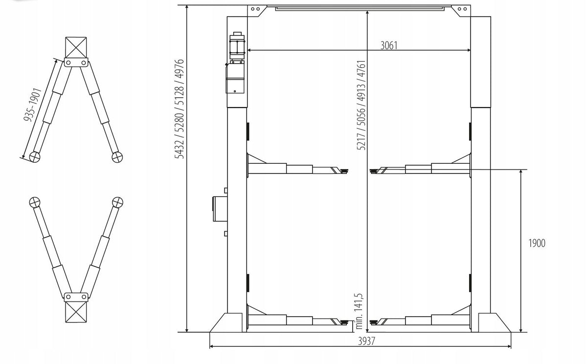 2-column lift combined with top 7000kg NORTEC PRO PD7000 Manufacturer code PD7000