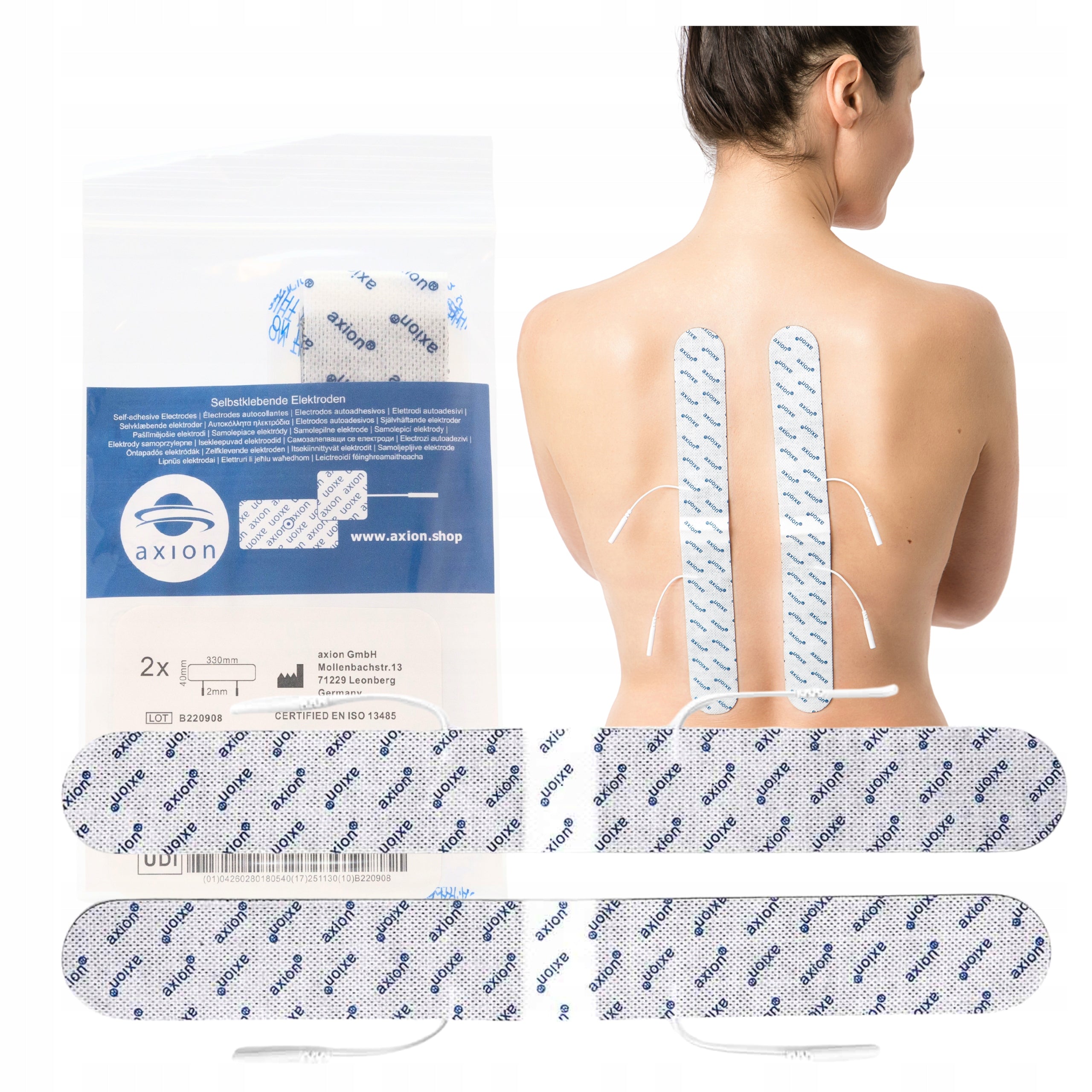 2 electrodes TENS EMS gel 33x4cm pin2 back pain of the back of the cross axion