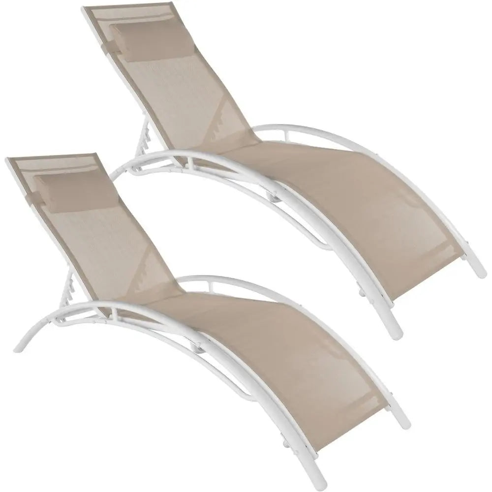 2 garden deck chairs made of aluminium, 5-stage