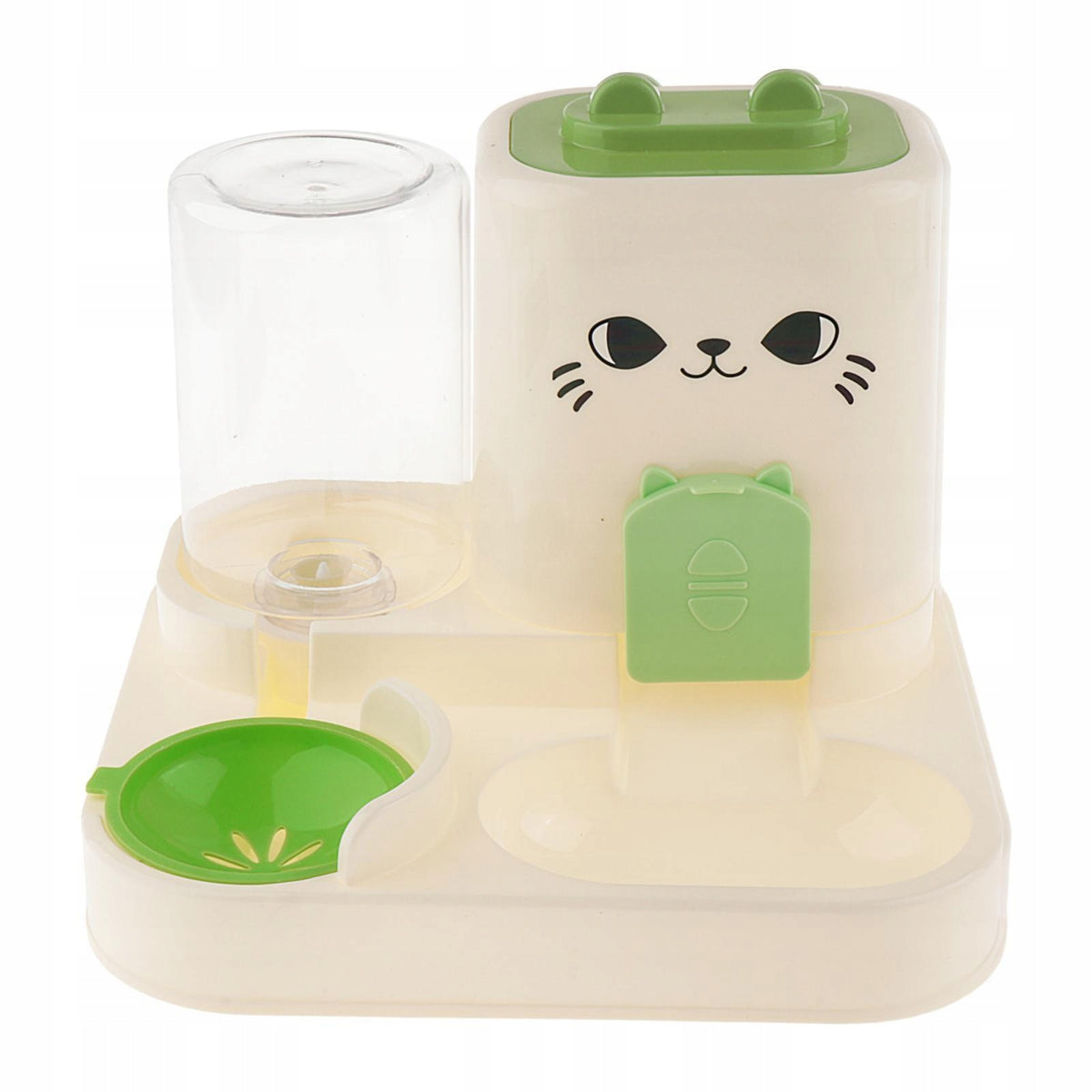 2 in 1 Automatic Pet Feeder Water Container for Small Animals Puppy Green Packaging status original