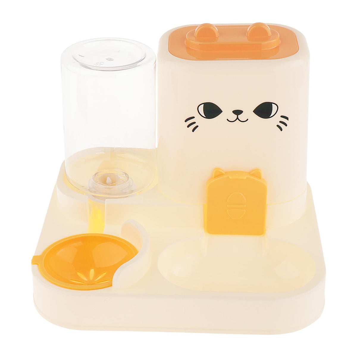 2 in 1 Automatic Pet Feeder Water Container for Small Animals Puppy Yellow Packaging status original