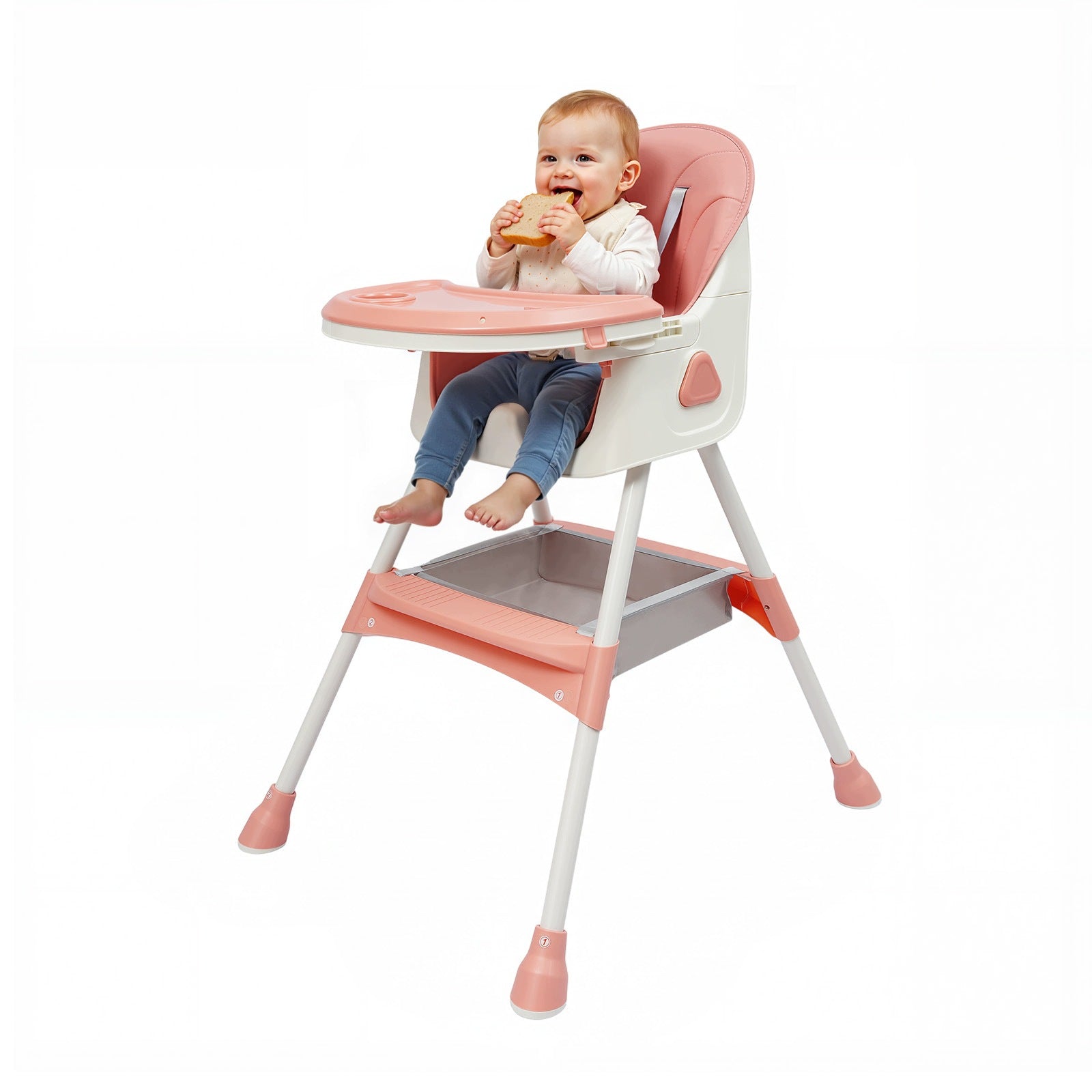 2-in-1 Baby High Chair, Adjustable 5-Level Tray with Footrest For 6M-6Y Packaging status original