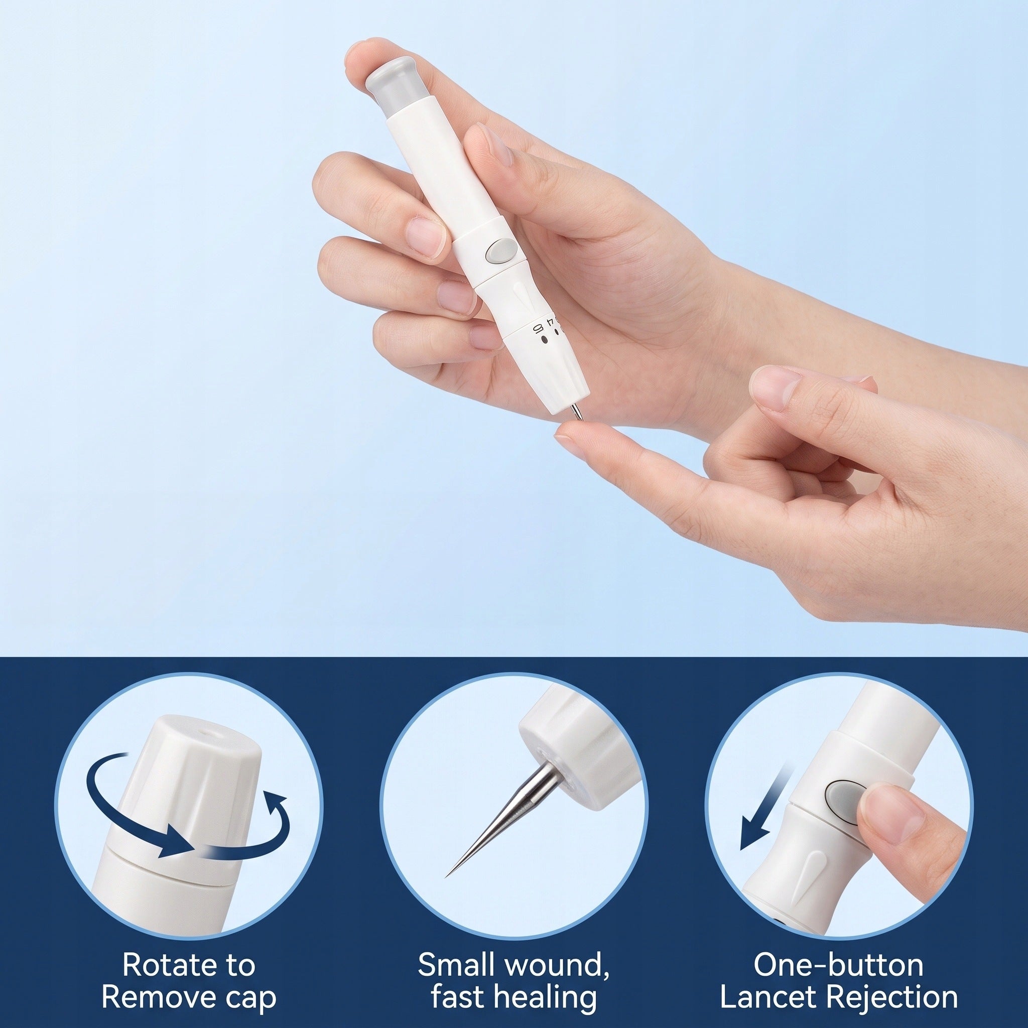 2-in-1 Blood Glucose Meter Set with 50 Test Strips, 50 Lancets Lancing Pen Medical device no