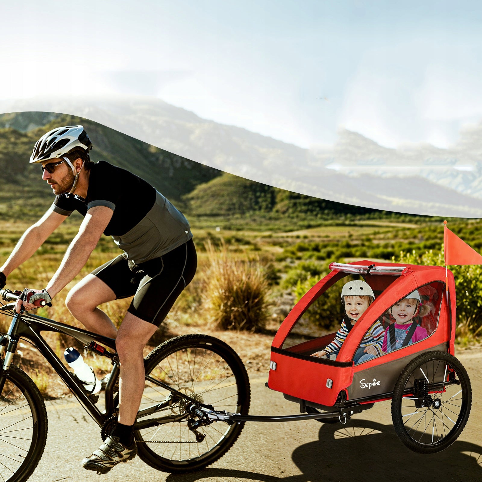 2-in-1 Children's Bicycle Trailer for 2-Seater Bicycles, SUSPENSION Brand no brand