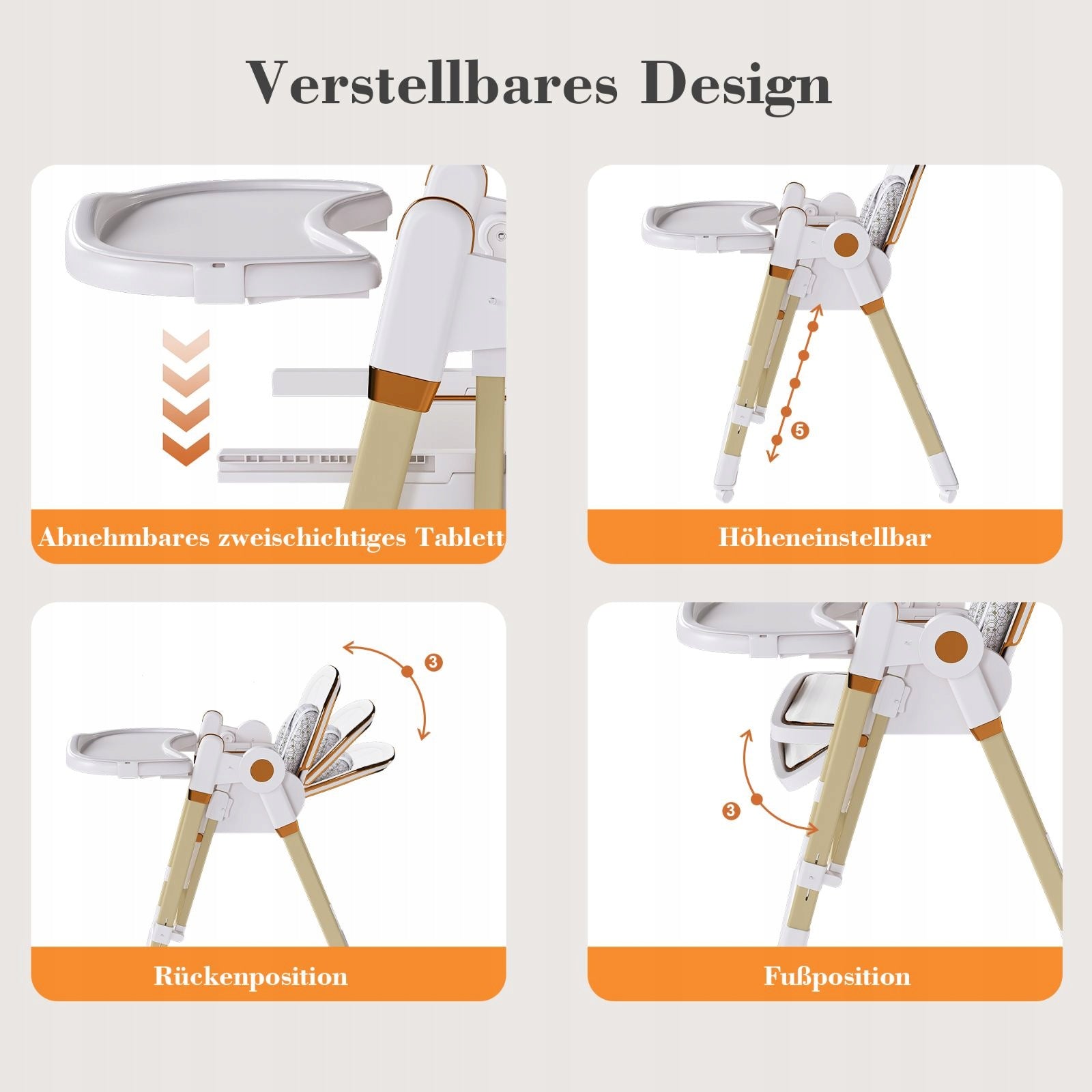 2-in-1 Children's Highchair with Rocking Function White Brand no brand