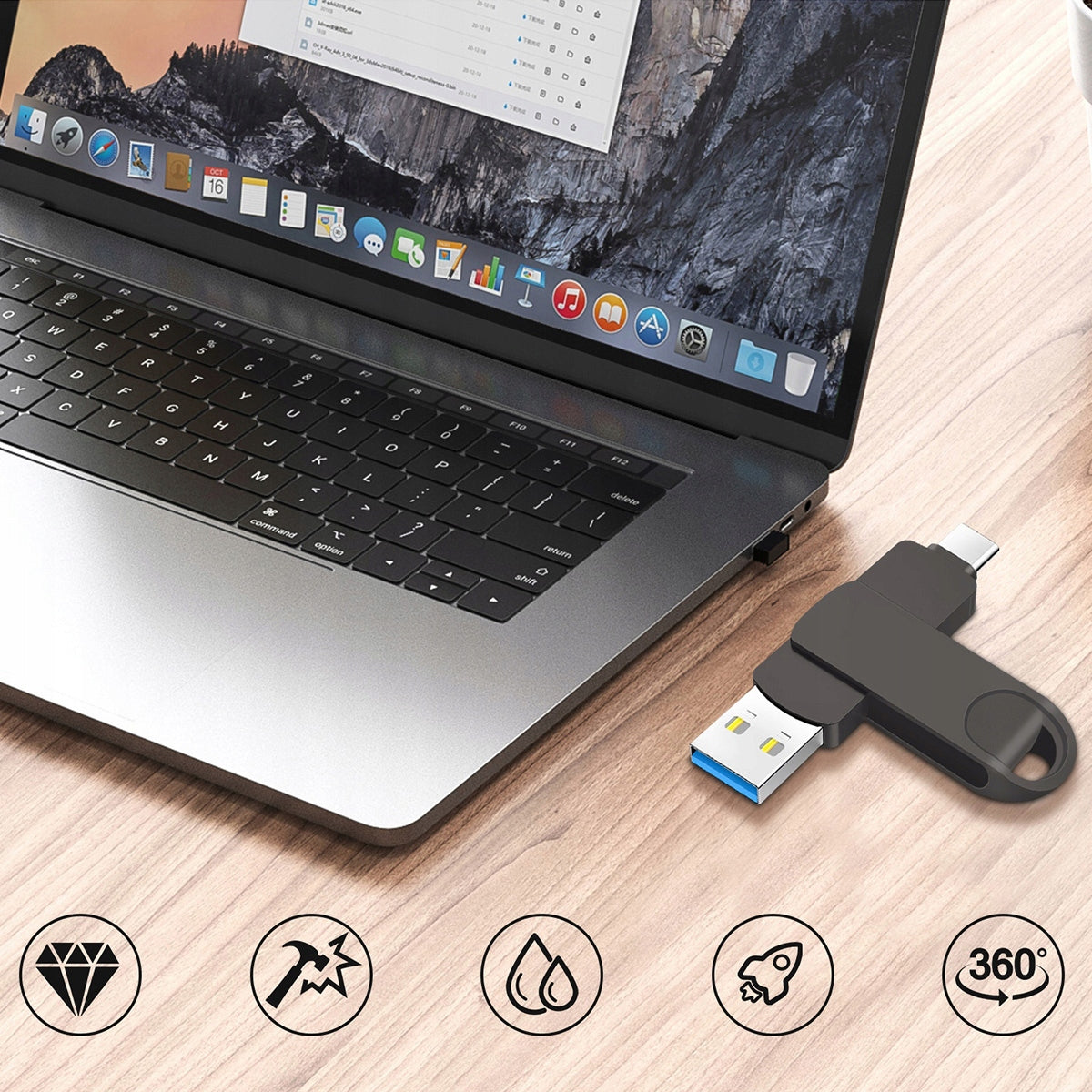 2-in-1 Pendrive Dual Drive 512GB C-Rotate USB Memory DataTraveler USB-C NEW Color black