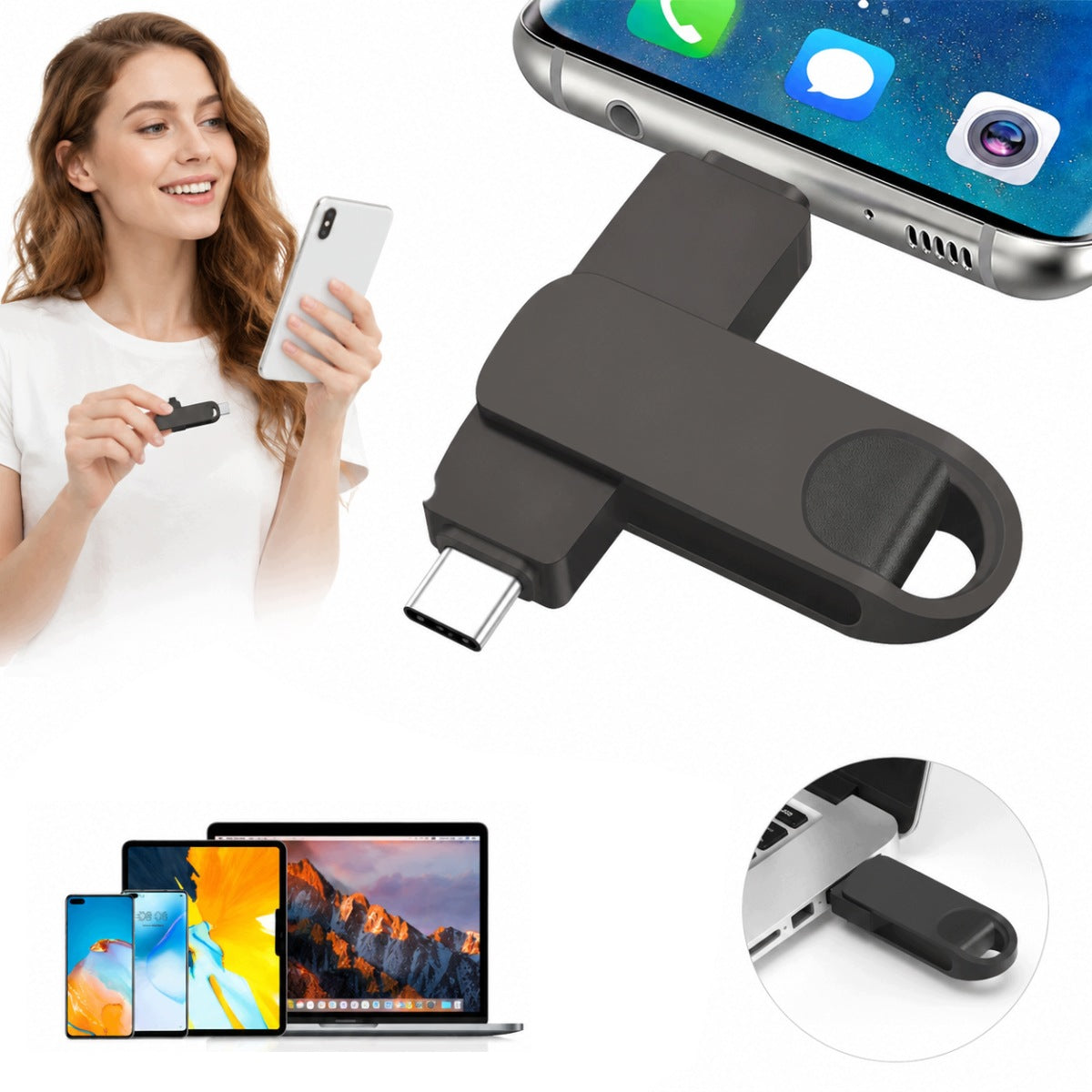 2-in-1 Pendrive Dual Drive 512GB C-Rotate USB Memory DataTraveler USB-C NEW